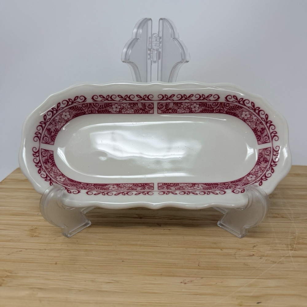 Syracuse China Strawberry Hill Relish Tray Pink Floral Pattern Vintage Celery